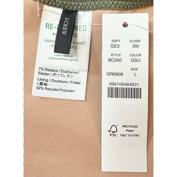 2/$15 NWT J. Crew Textured Curved-Waist Cheeky Bikini Bottom Green Size L - Picture 6 of 8